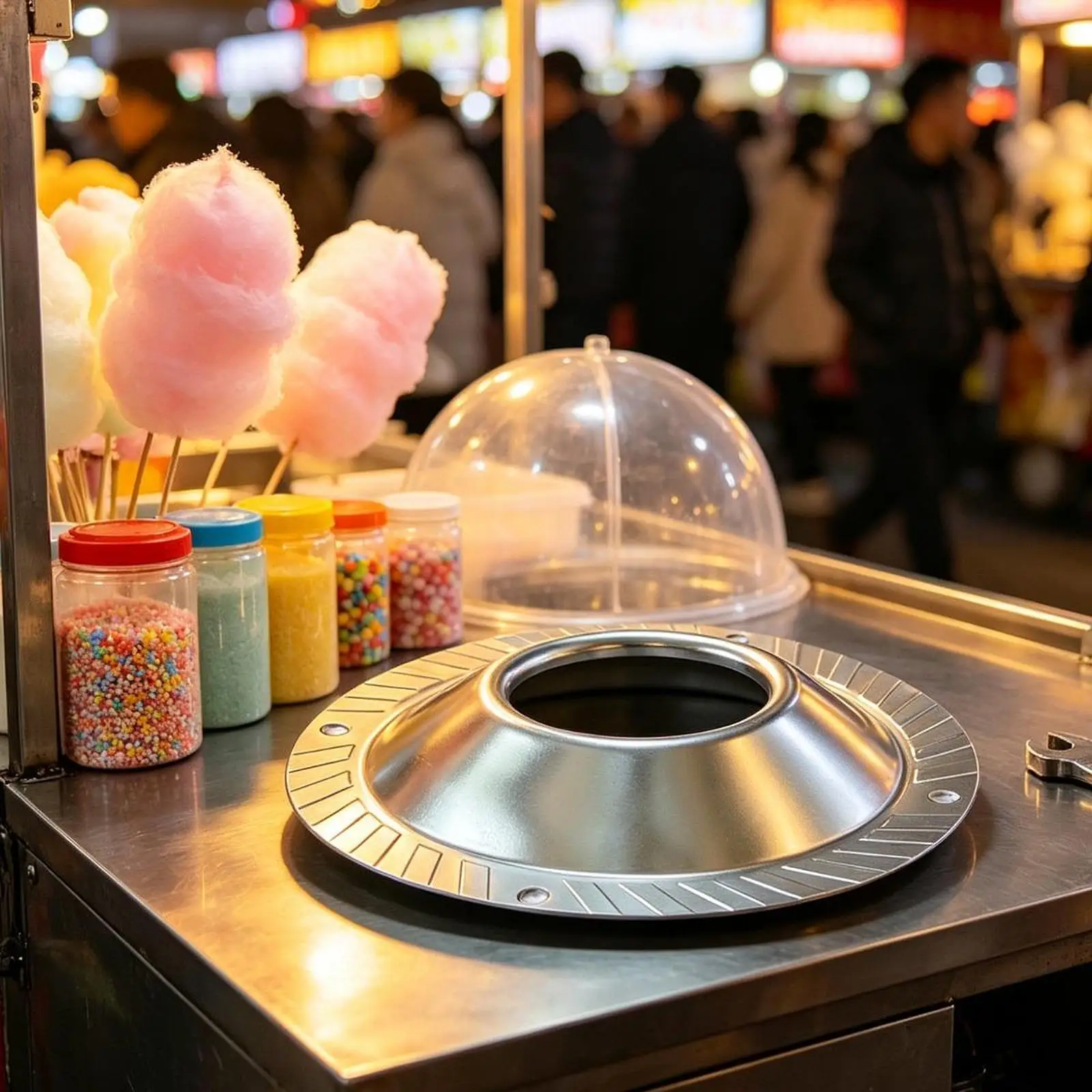 ステンレス製綿菓子機用加熱ヘッドカバー、カーニバルやクリスマス用のプロ用キャンディメーカー付属品