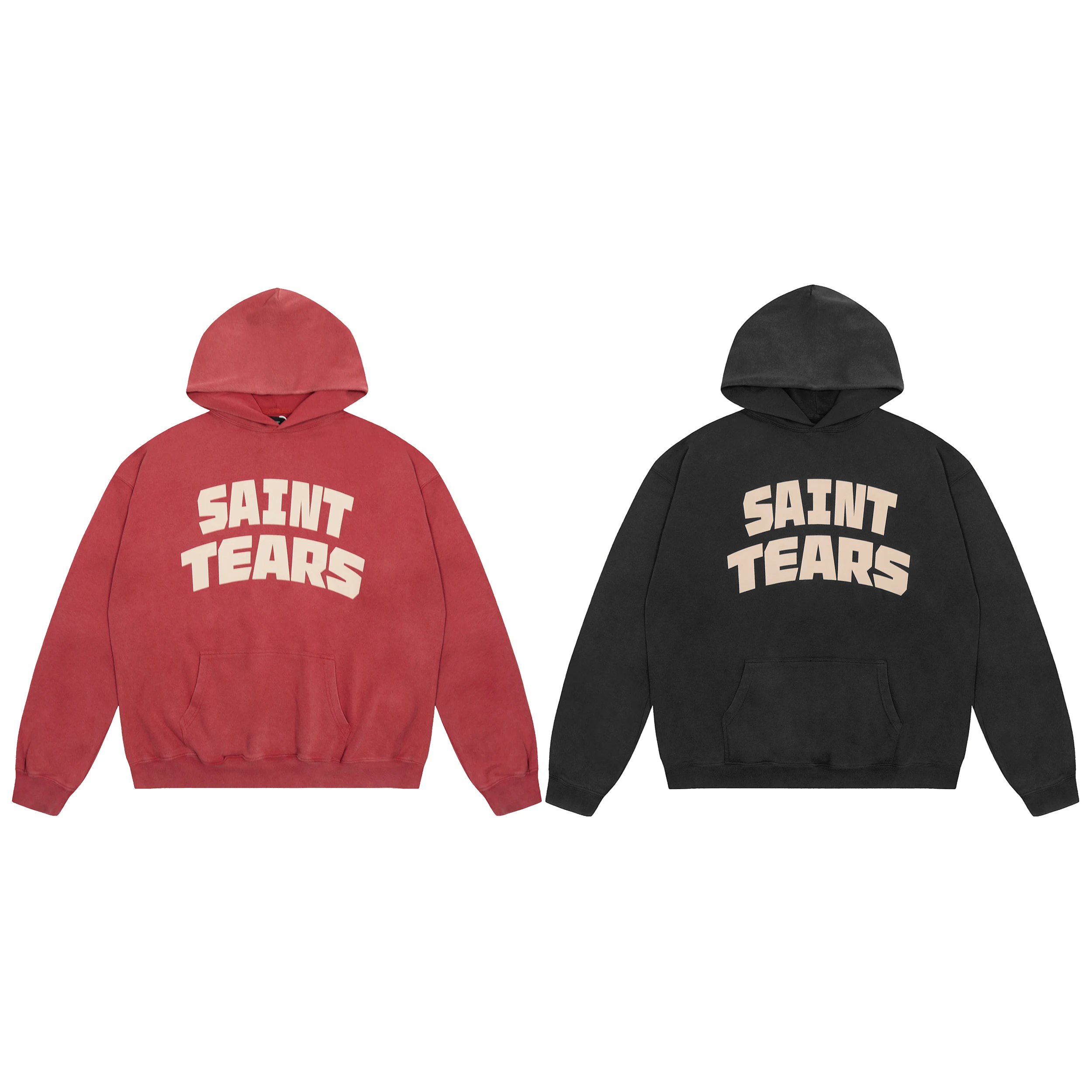 25ss High Quality 100% Cotton Letter Print Saint Tears Hoodie Sweatshirts Men Women Streetwear Vintage Washed Black Pullovers