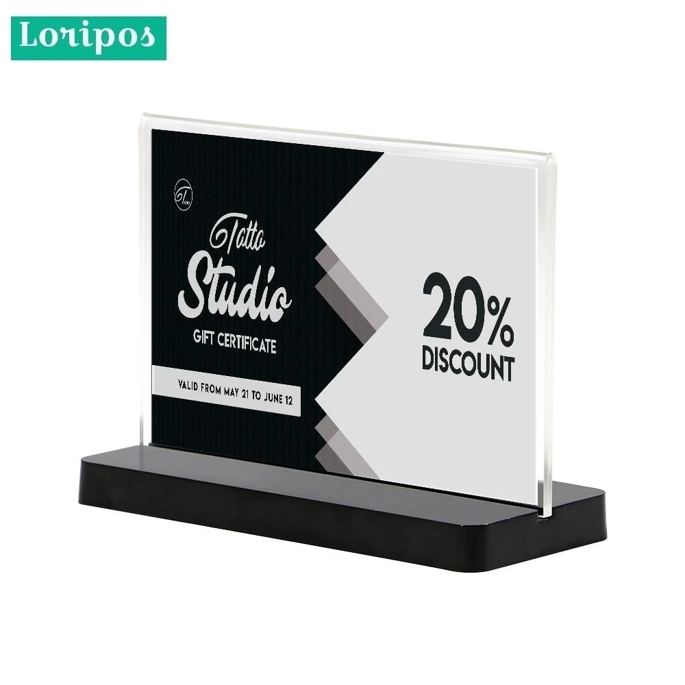 Acrylic Frame A6 Label Holder Stand Wedding Name Card Stand Note Holder Price Tag Display Frame Desk Sign Holder Menu Stand