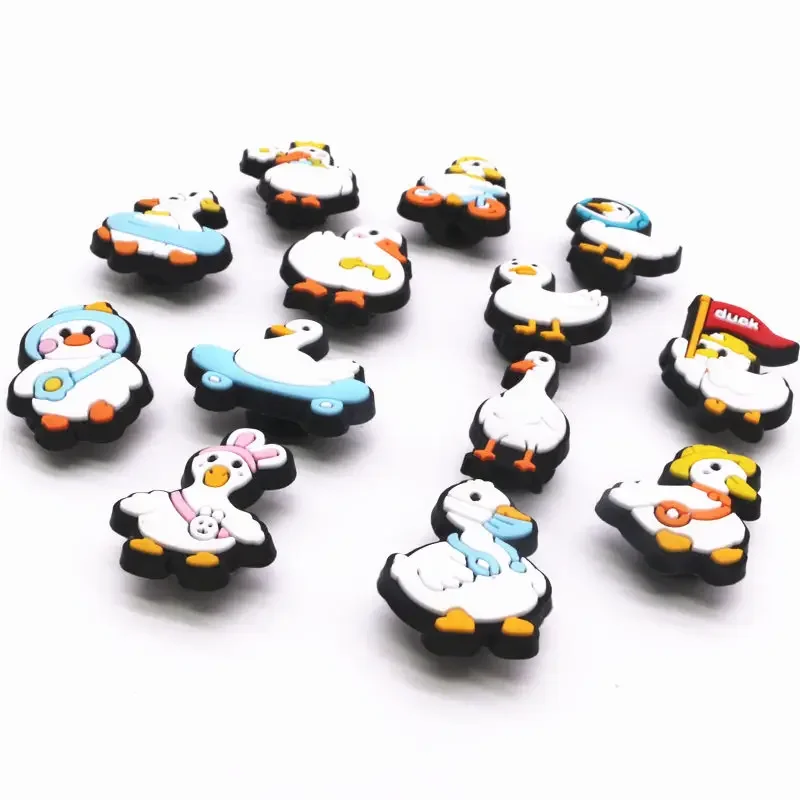 1 Pcs White Feathered Duck Shoe Charms Accessories Cute Ducks Garden Shoes Upper Decorations Slippers Clogs Pins Kids Gifts