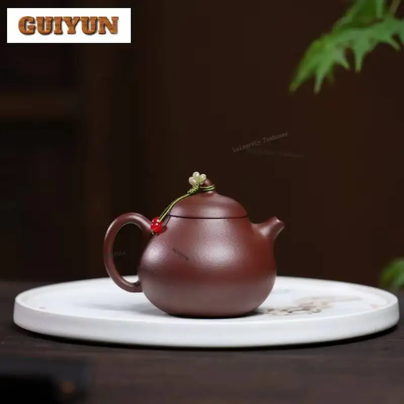 150ml Retro Yixing Purple Clay Teapots Handmade Fingertip Eggplant Pot Raw Ore Purple Jade Gold Sand Mud Kettle Zisha Tea Set