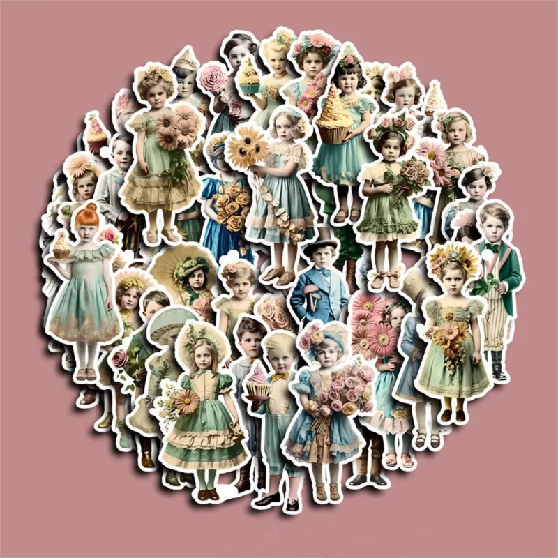 10/45Pcs Vintage Cartoon Angel Paradise Flower Girl Stickers DIY Gift Kids Toy Waterproof Decal Retro Sticker Accessories