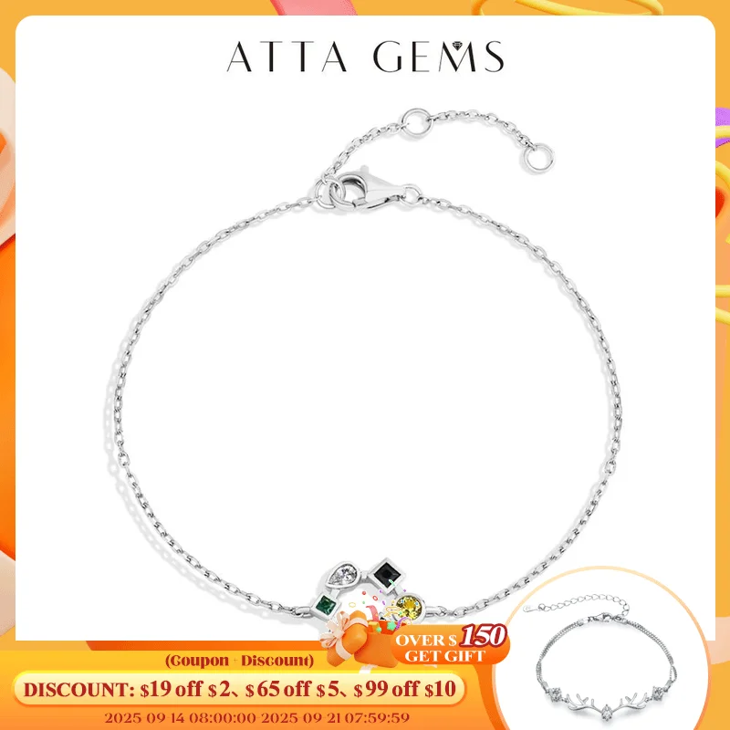 

ATTAGEMS Created Sapphire Ruby Spinel Gemstones Bracelets for Women Men S925 Silver Party Christmas Fine Jewelry Gift 16+3cm New