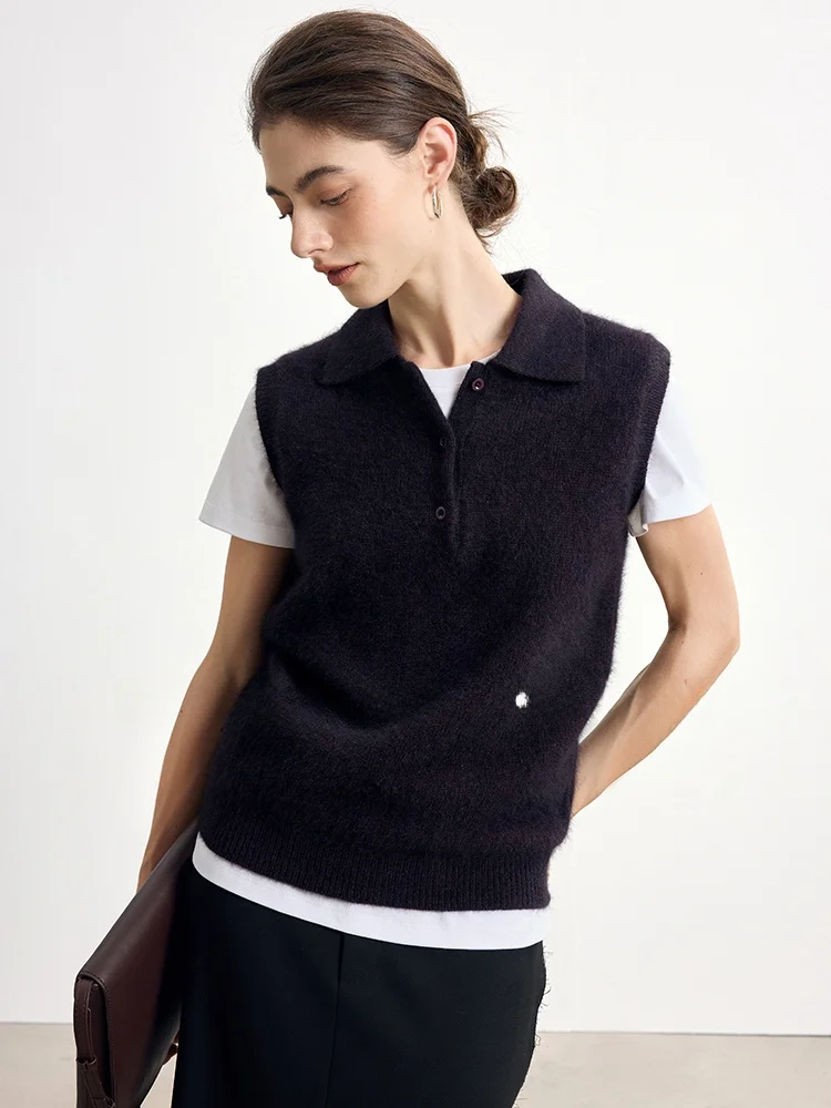 

Commute Sli Versatile Clean Version lectual Knitted Woolen Collar Vest Layerable Regular Fit Moderate Warmth