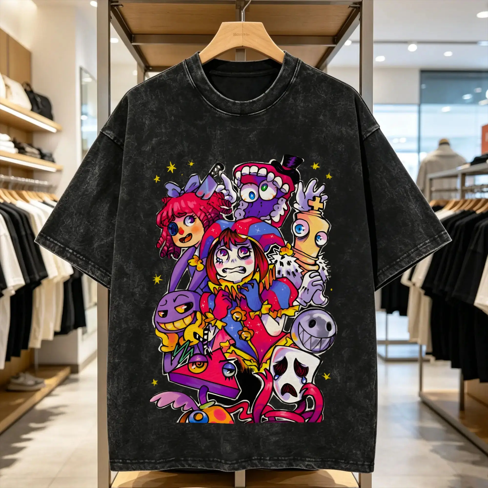 Men's Cartoon Digatal Circus T Shirts Top Tees Summer Y2K Fun Short Sleeves T Shirt Crew Neck Harajuku Print Tee Shirt Wholesale