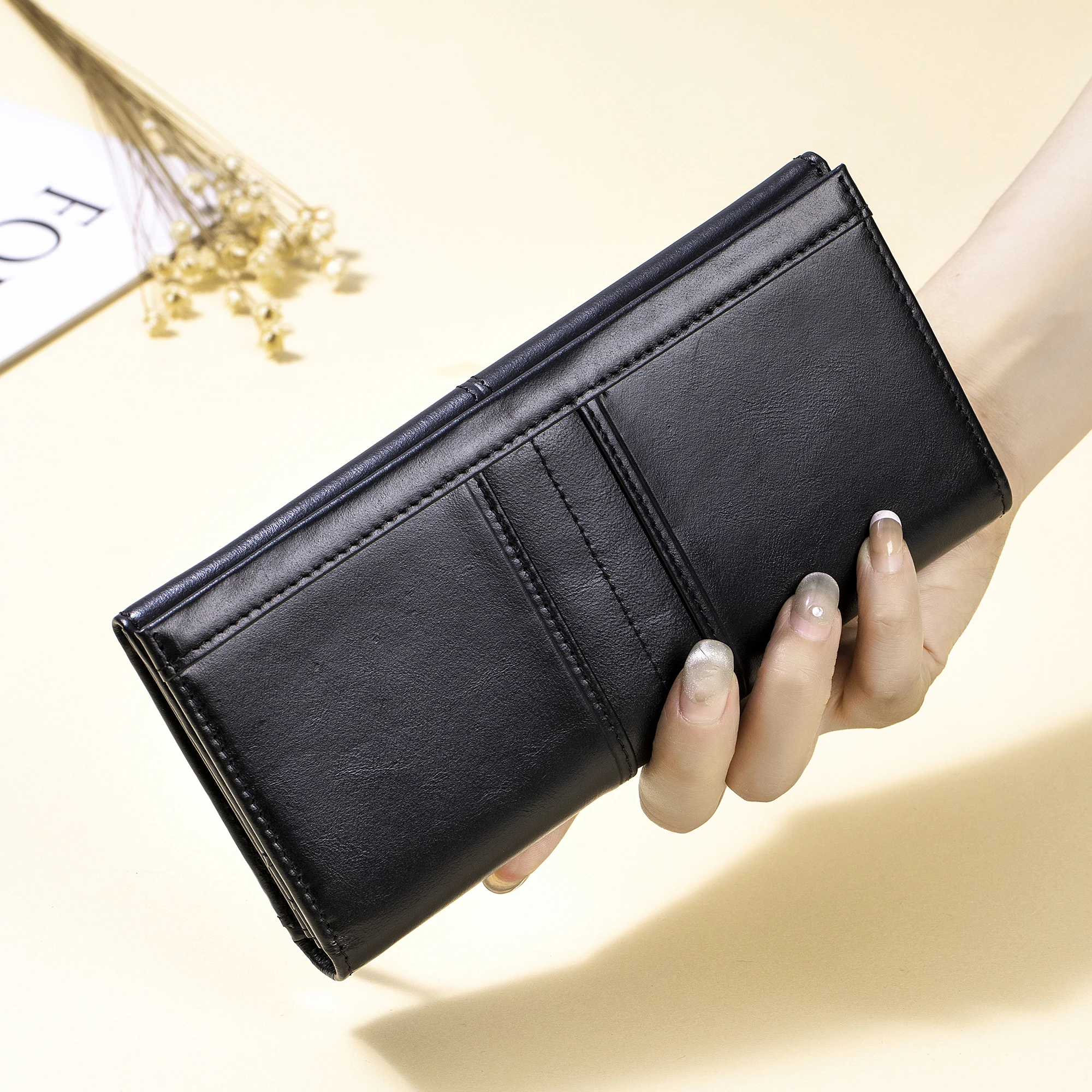 

Wallets for Women Slim Long RFID Blocking Ladies Genuine Leather Bifold Wallet Womens with ID Window Coin Pocket