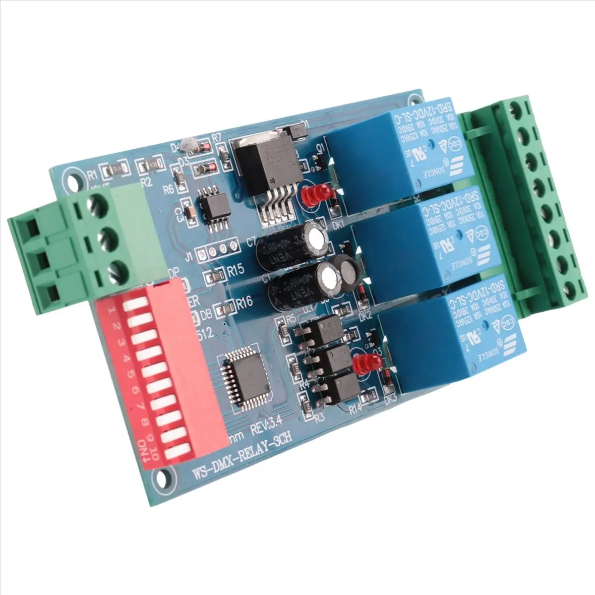 A85P 3CH DMX 512 RELAY OUTPUT , LED Dmx512 Controller Board, LED DMX512 Decoder,Relay Switch Controller