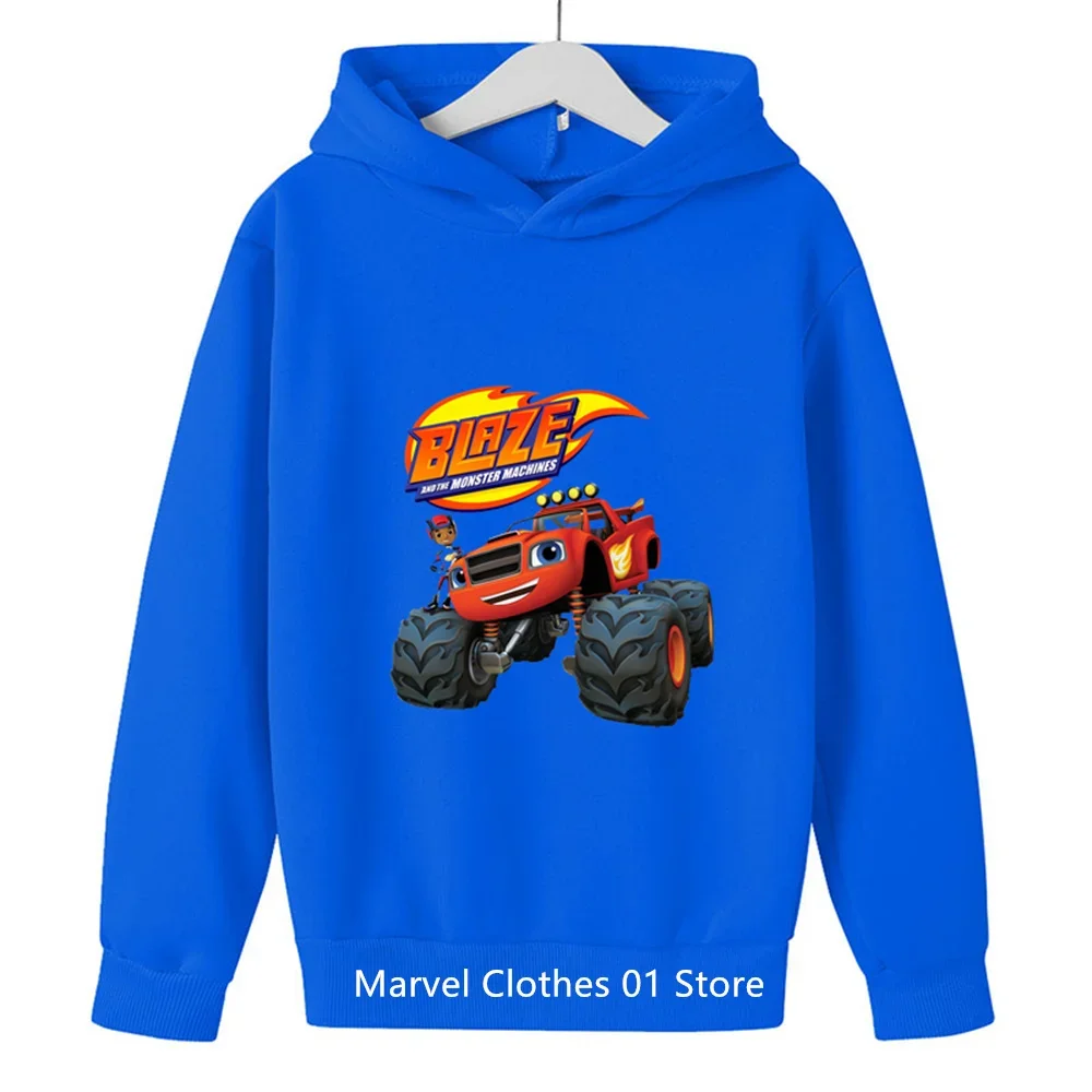 Blaze and the Monster Machines Car Hoodie Kids Kawaii Autumn Sweatshirt with Hooded Casual Comfortable Cute Children Clothing