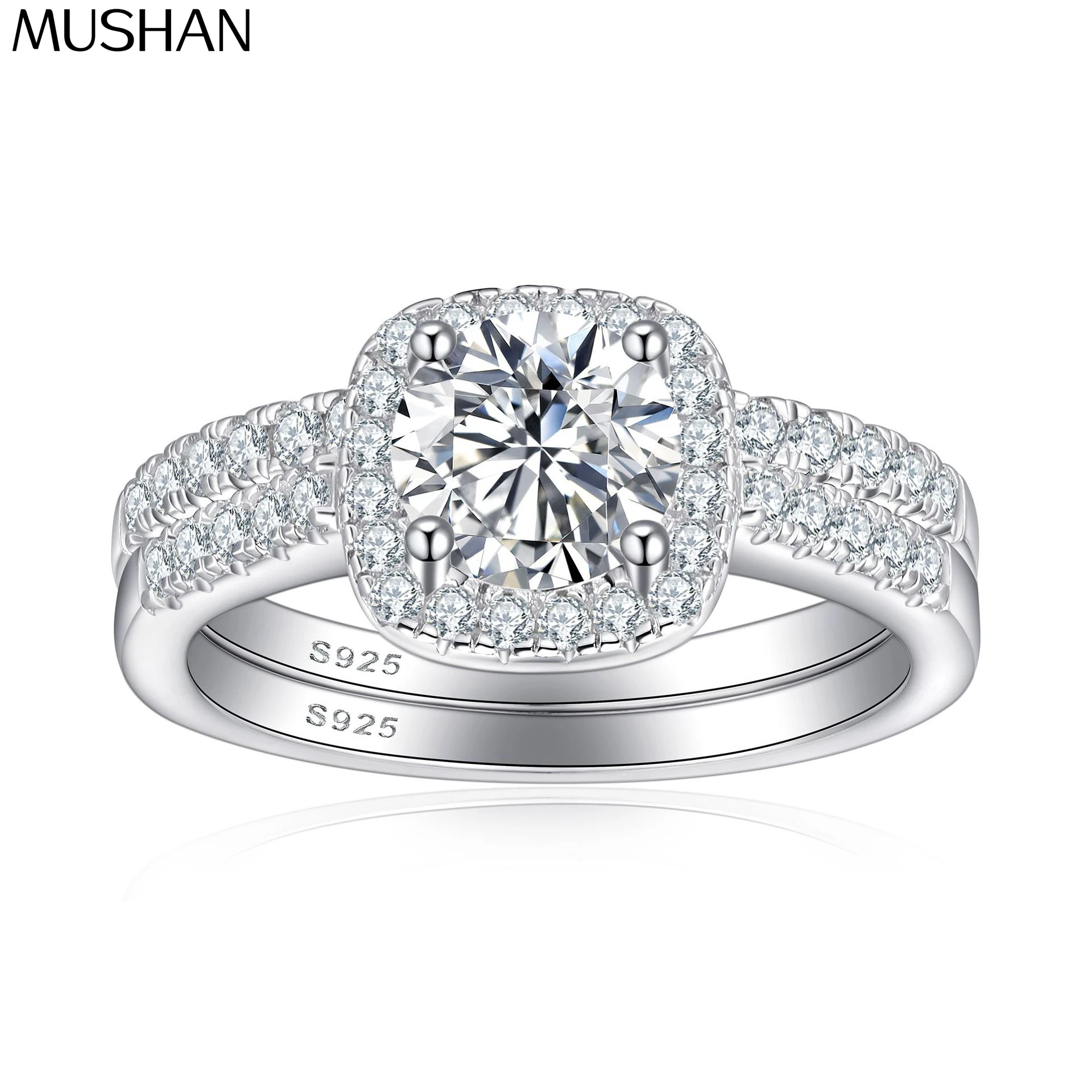 

MuShan Jewelry 925 Sterling Silver Ring Wedding Band High Carbon Diamond Bride Gift Elegant Jewelry Women Rings Fine Jewelry
