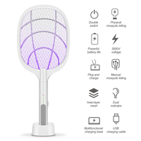 Electric Bug Zapper Racket Mosquito Killer Fruit Fly Swatter Zap LED Lighting Lamp 3 Layer Safety Mesh Safe to Touch