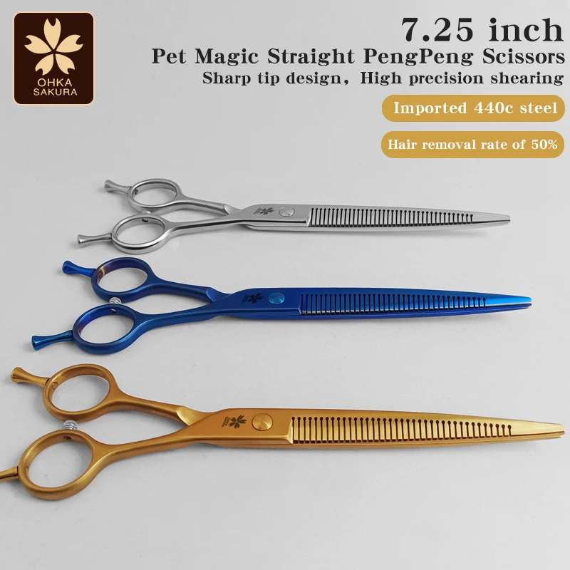 

7.25 inch JP440C Comprehensive Fluffy Thinning Scissors 50% Thinning Shears Magic Pengpeng Scissors pet groomer haircut
