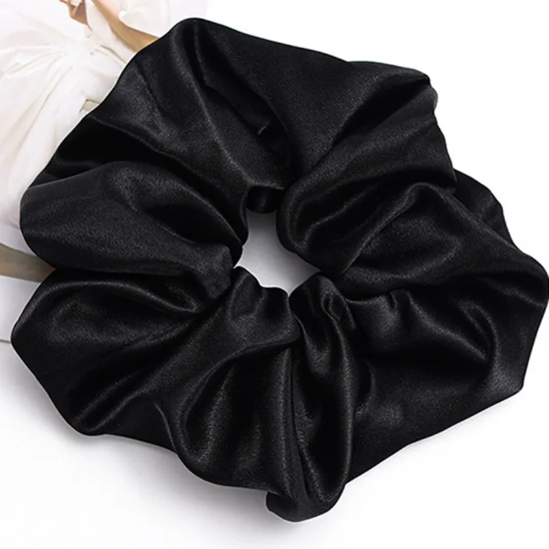 Satin Silk Oversize Hair Scrunchies Women Elastic Rubber Hair Bands Girls Solid Ponytail Holder Hair Ties Rope Hair Accessories