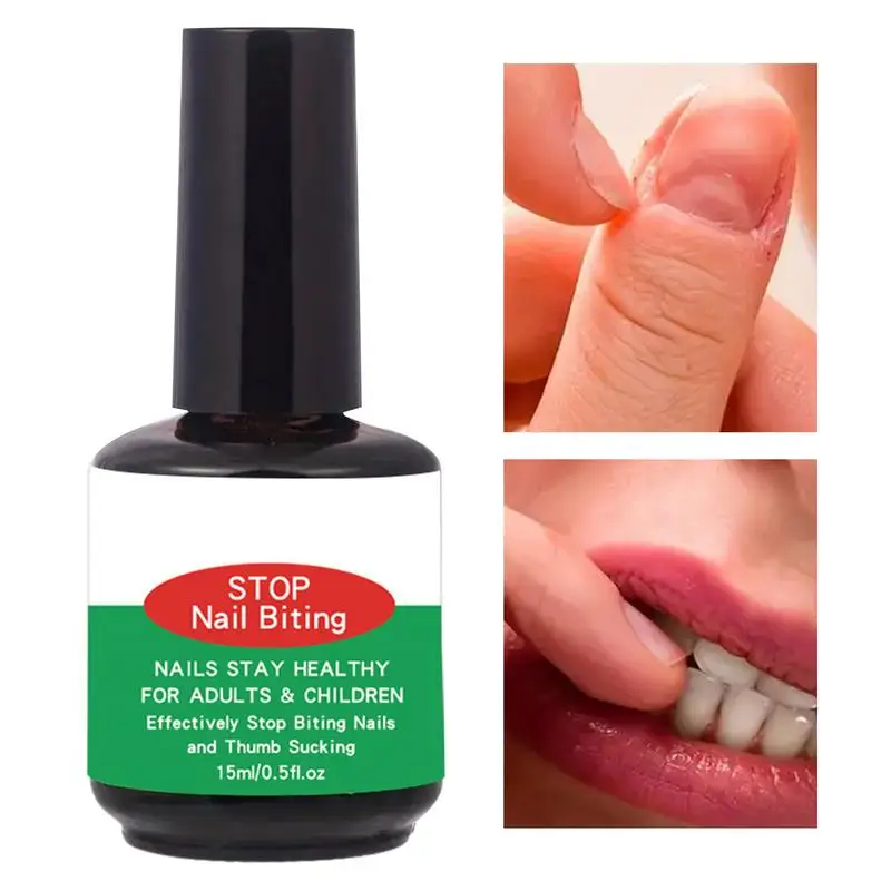 Esmalte de uñas antimordedura de secado rápido, 15ml, extractos de plantas naturales, suministros para el cuidado de las uñas para niños, adolescentes y recién nacidos