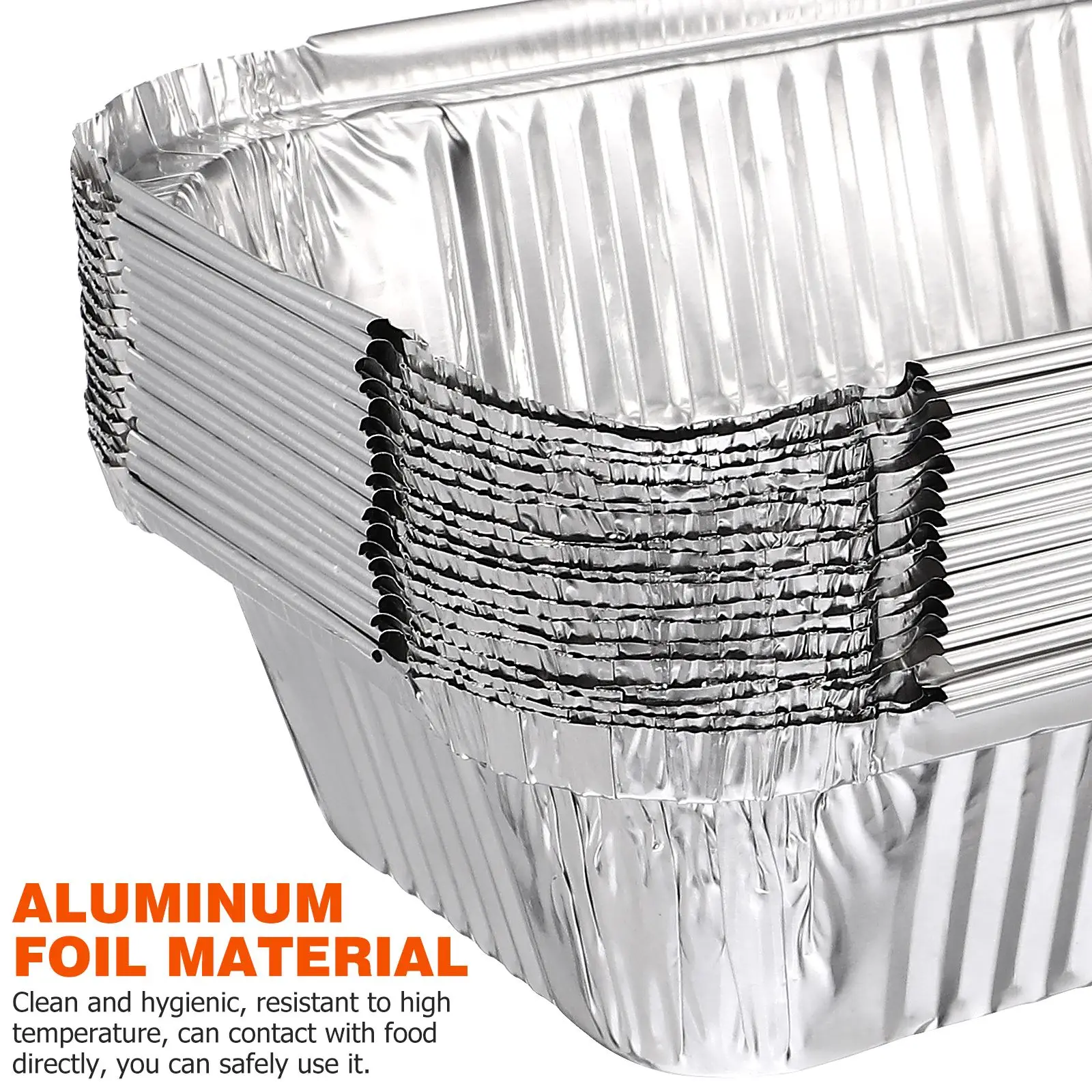 20Pc Disposable Foil Pans Square Aluminium Foil Baking Pan Food Container For Cook Baking Heating BBQ Tray Non-Stick Packing Box