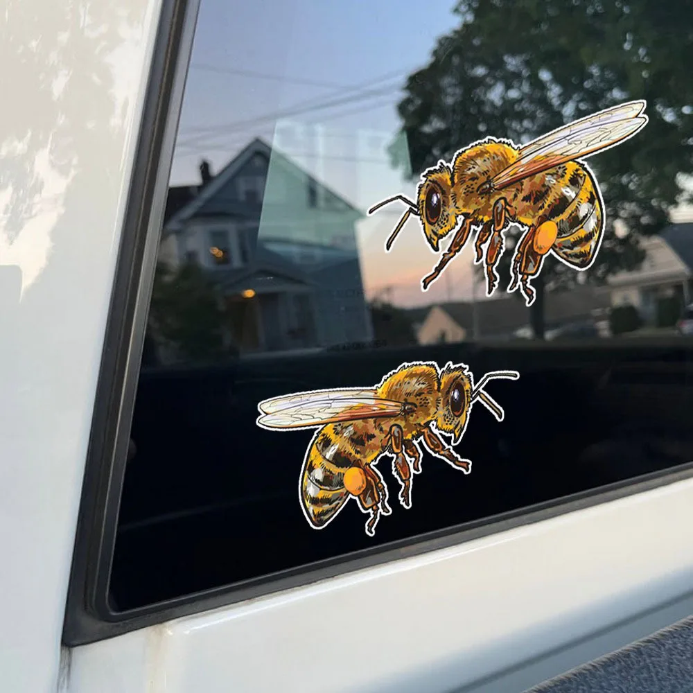 2pcs Bee Motorcycle Stickers Fuel Tank Helmet Decoration Animal Motorbike Accessories Honey Bee Waterproof Vinyl Car Stickers