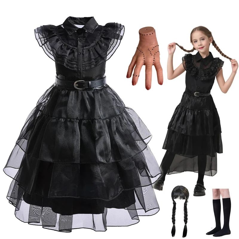 

925, популярное черное платье принцессы Wednesday, новые платья в готическом стиле для девочек, косплей, карнавал, Пасха, Хэллоуин, вечеринка, танцы, сгусток