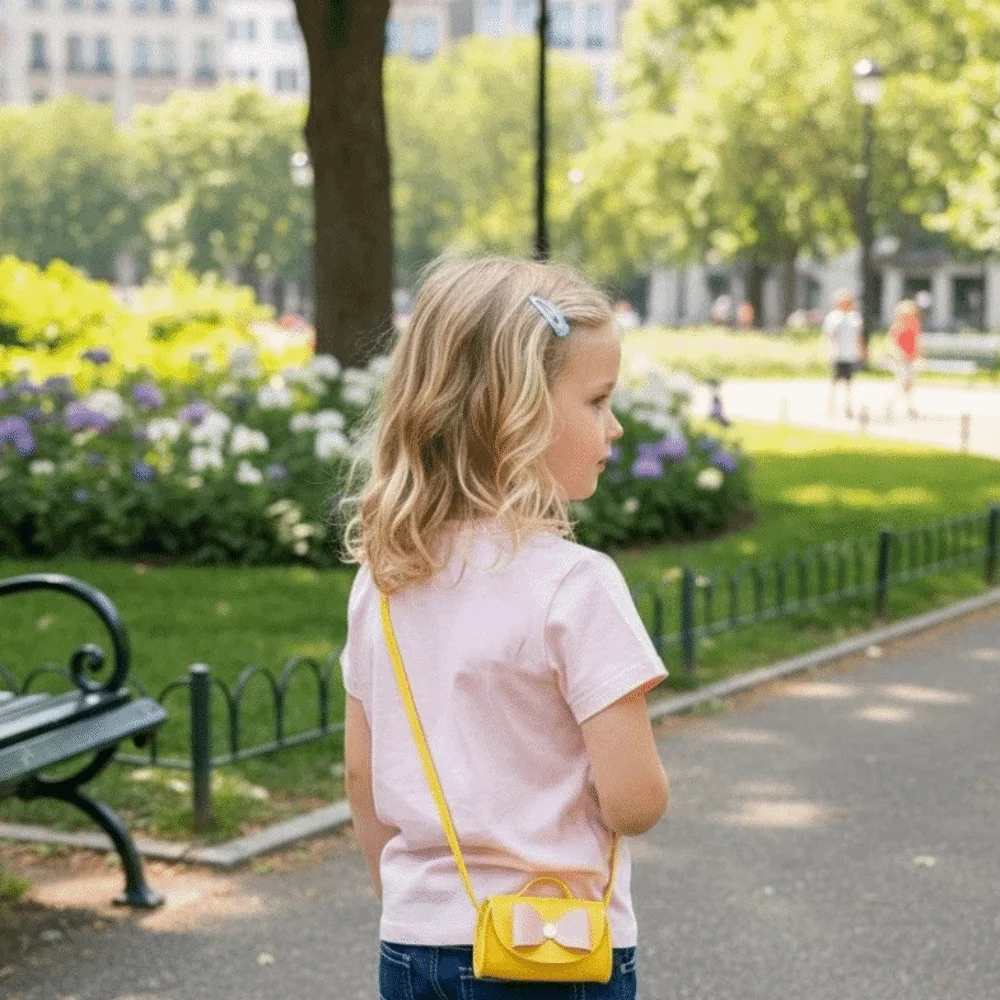 

New Cute Bowknot Crossbody Bag PU Material Trendy Single Shoulder Bag Cartoon Design Small Size Square Bag Daily