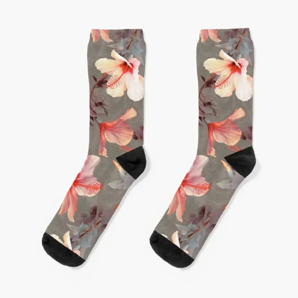 Coral Hibiscus Socks winter hip hop shoes Sports Men's Socks Women's