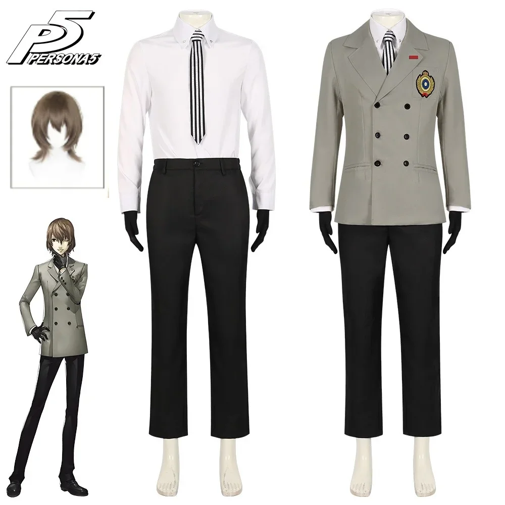 

Anime Persona 5 P5 Goro Akechi School Uniform Suit Crow Cosplay Costume Outfit Shirt School Uniforms Suits for Boy Adult