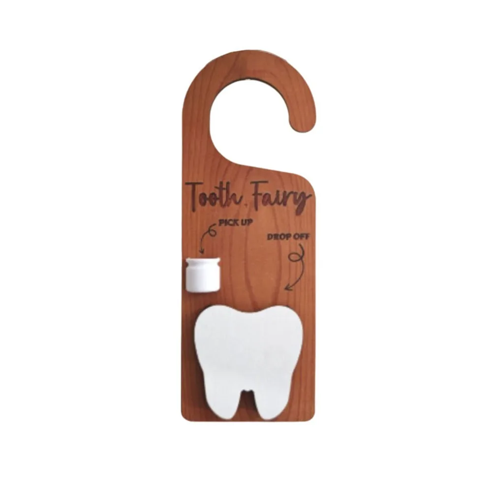 Wooden Tooth Door Hanger Decorative Encourages Tooth Care Tooth Keepsake Container Tooth Fairy Tooth Mouse Door Hanging Decor