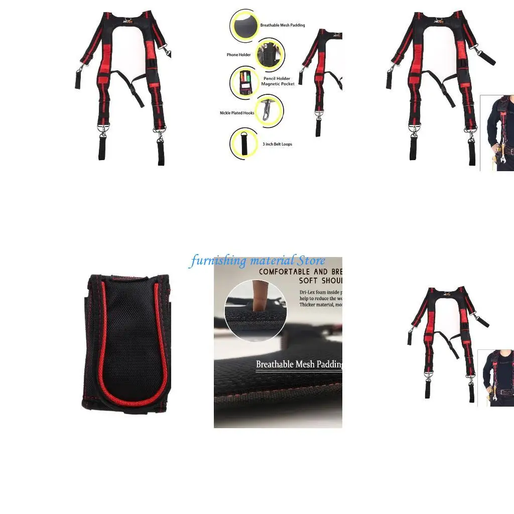 

Y5GD Tool Belt Suspenders Smartphone Cell Phone for Case Electrician Maintenance Carpenter Technicians Work