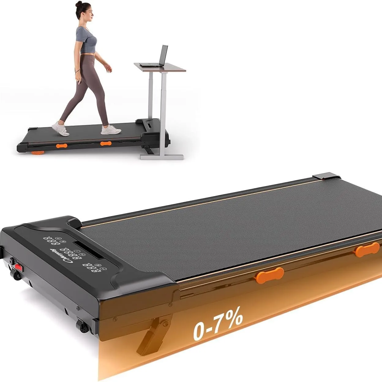 

Cross-border Small Flat Walking Machine Treadmill Home Silent Fitness Upgrade Electric Steel Portable Armrest Wireless 1-8km