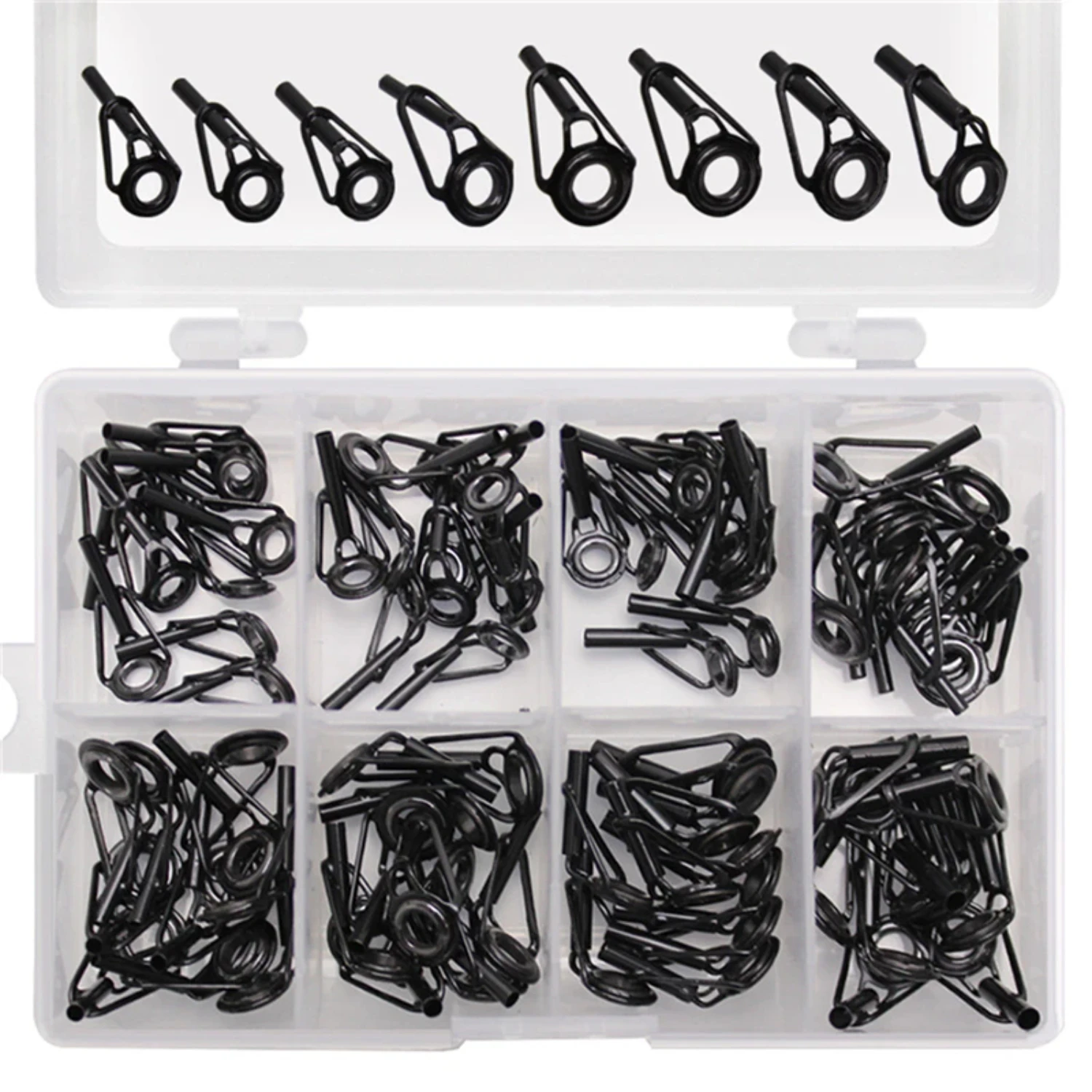 

Fishing Rod Guide Tip Repair Kit Set 8/80Pcs Rod Building Guide Stainless Steel Ceramic Ring Saltwater Freshwater Fishing Box