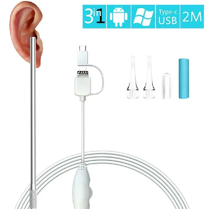 Otoscope Ear Cleaner 5.5mm Ear Pick Endoscope Camera With 6LEDs Micro-USB/Type-C/USB Endoscope Camera For Smartphones