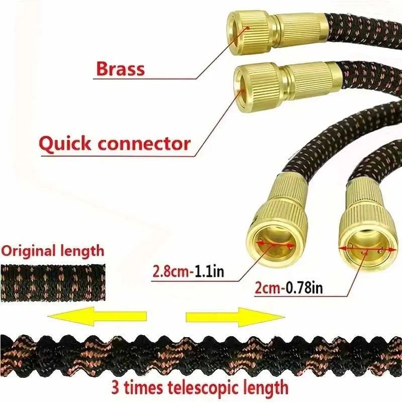 Garden Irrigation Car Washing Expandable Hose 25FT-125FT Long Rod Spray Water Gun Multi-Mode, Garden Watering Tool