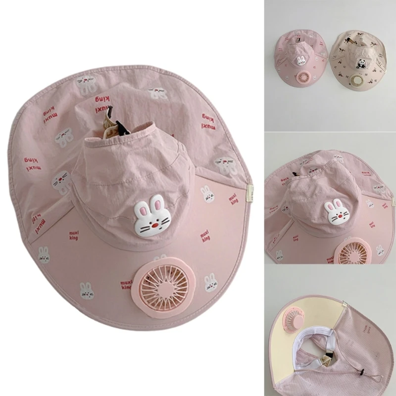Toddlers Quick Drying Fan Hat for Sun Protections UPF50+ Comfortable Outdoor Wear Portable Sun Hat for 3-10 Year Gift A2UB