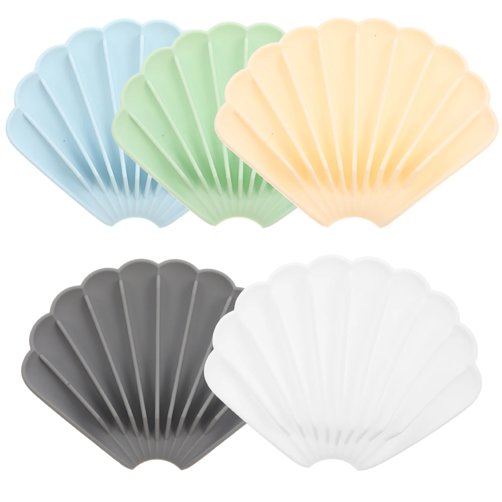 

5pcs Silicone Holder Set Shell Shape Drain Tray Storage Rack Bathrooms Kitchen Faucets Container Multifunctional for Home