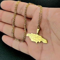Jamaica Map Pendants Necklaces for Women Men Jamaicans Party Engagement Anniversary Stainless Steel Jewelry Accessories