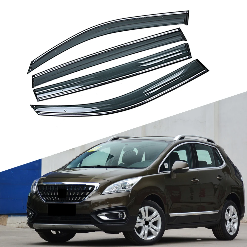 For PEUGEOT 3008 2008-2016 Car Window Sun Rain Shade Visors Shield Shelter Protector Cover Frame Sticker Exterior Accessories