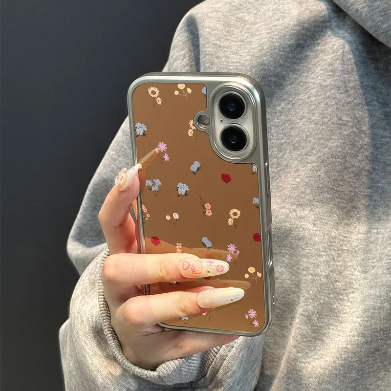 Ins الأزهار يطبع جراب هاتف آيفون 11/12/13/14/15/16/17 برو ماكس الهواء زائد الايبوكسي جراب هاتف بولي TPU مكافحة الإفلات