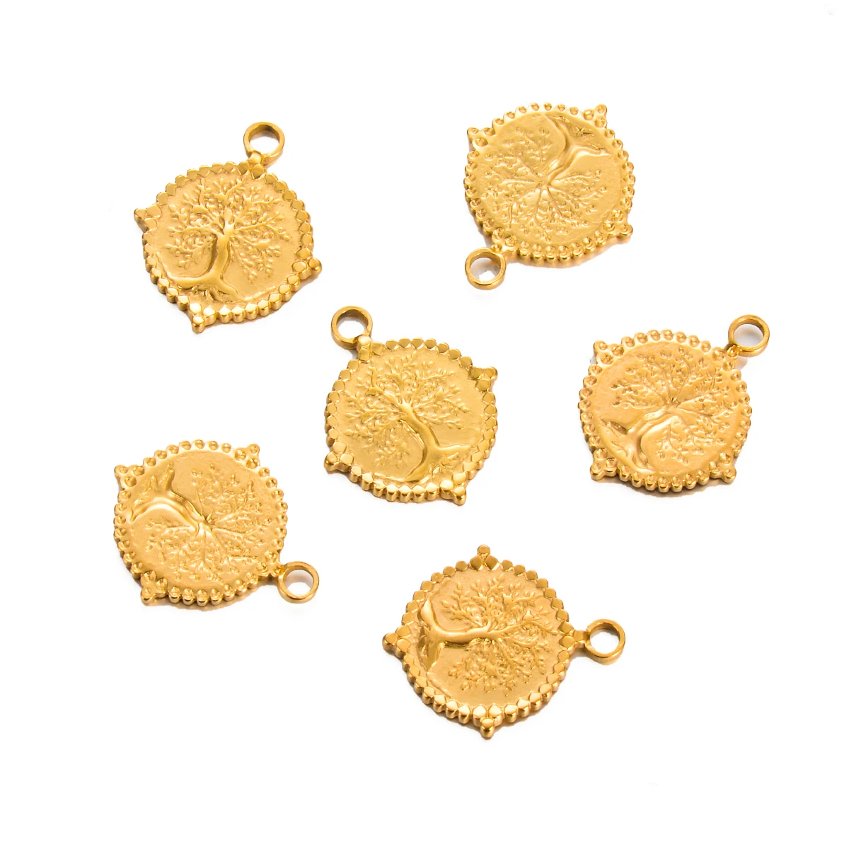 5 ชิ้น/ล็อตสแตนเลส Tree of Life Charms จี้สําหรับทําสร้อยคอต่างหูอุปกรณ์ DIY เครื่องประดับทําด้วยมือ