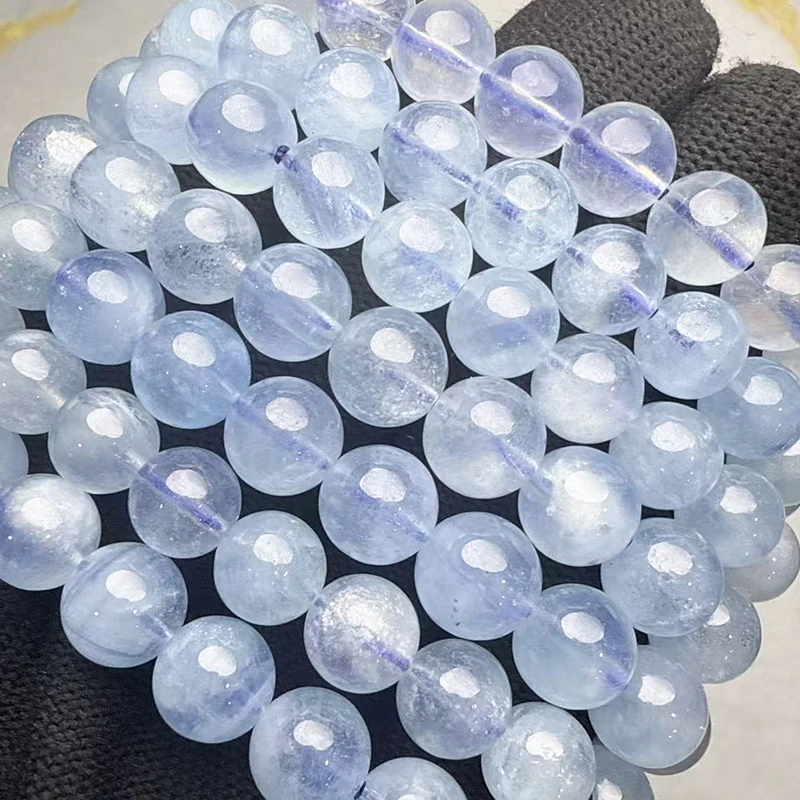Prestyle AA Natürlicher Blauer Aquamarin Runde Perlen Armband Halskette Für Die Herstellung Feiner Schmuckstücke Ermüdungslindernd März Geburtsstein – Detail 5