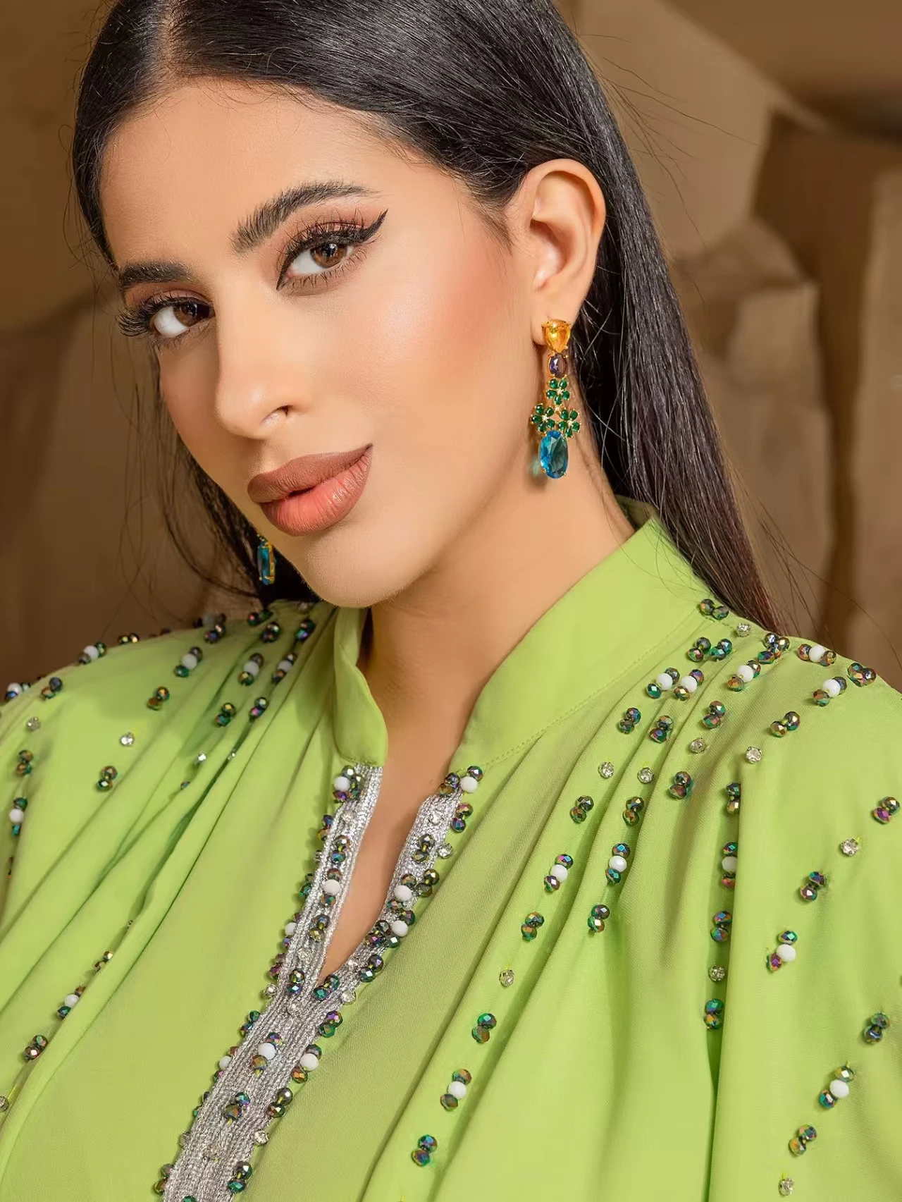 Handgenaaide Diamond Dr Dubai Sle Choker Ne lange avondjurk Ele hoge taille maxi rok oulder aped Sve Pure C...