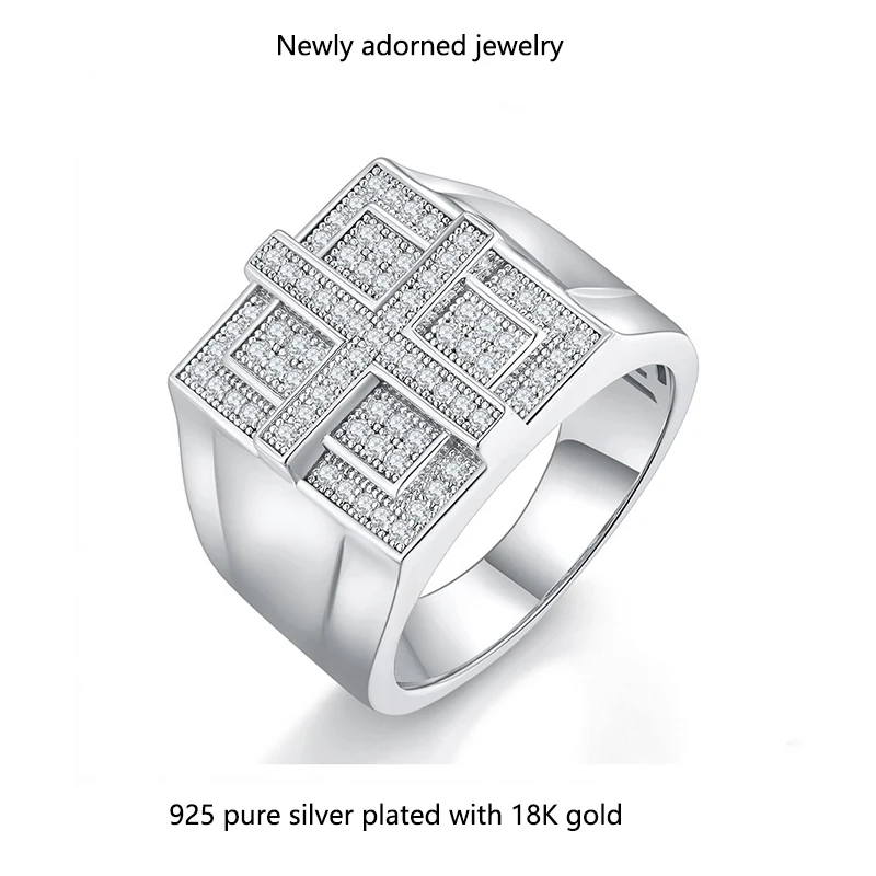 

Серебряное кольцо S925 с муассанитом, новое международное мужское кольцо, полное мужских ювелирных изделий из муассанита оптом
