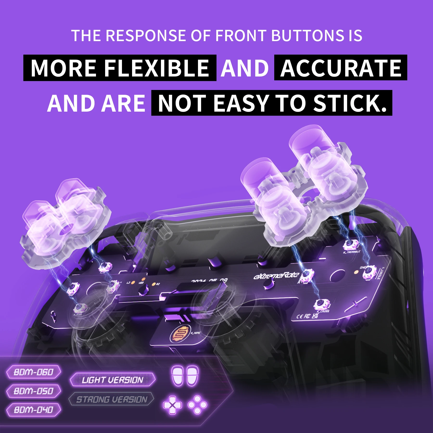 eXtremeRate dla kontrolera PS5 BDM-040/BDM-050/060 Kompletny zestaw Clicky Kit V2, przyciski na ramionach, przyciski na panelach i D-pad — zdjęcie produktu 3