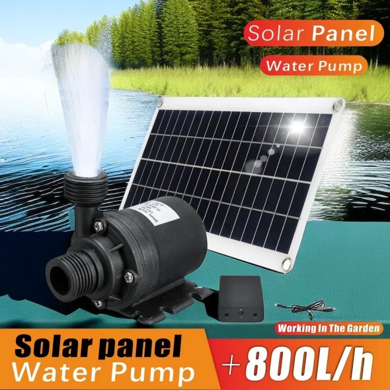 Panneau solaire 500W 800L/H 12V, sans batterie, moteur de pompe submersible ultra silencieux, fontaine pour bassin à poissons, décoration de jardin, système hors réseau