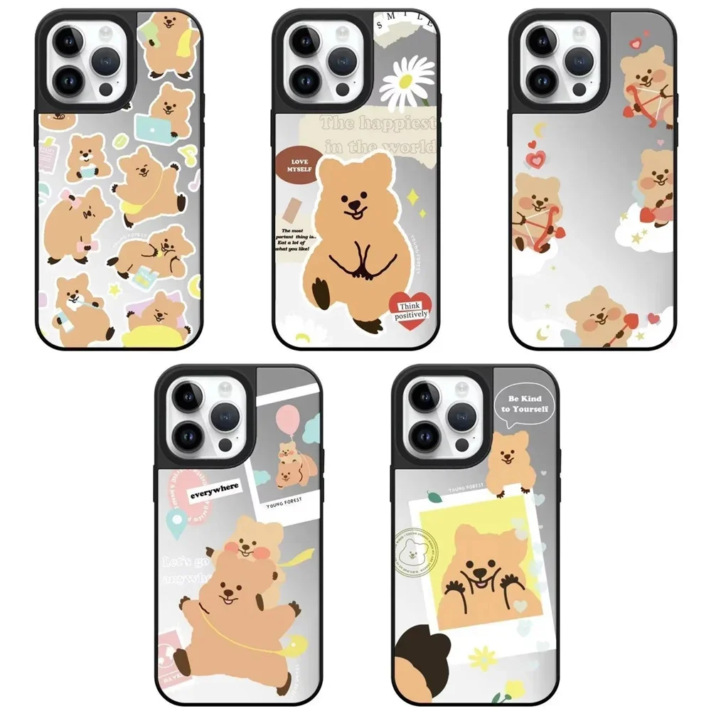 

Cartoon Bear Mirror Magnetic iPhone 11 12 13 14 15 16 Pro Max Case - Protective iPhone Case with MagSafe