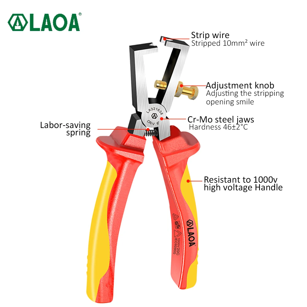 LAOA Flat Nose Pliers 1000V Insulated High Temperature and High Pressure