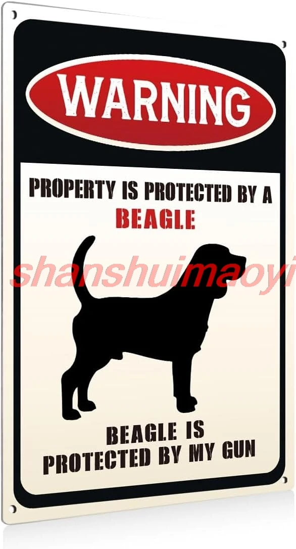 Aluminium plate 759 Funny Dog Aluminium Plate Signs Farmhouse Decor Property is Protected By A Beagle Decorative Signs Plaq sign