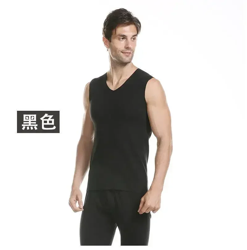 Men Slim Round Neck Double-sided Warm Vest For Mens Bottoming Shirt Underwear Winter Thermal Underwear Tank Top Sleeveless Vest