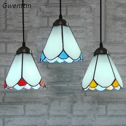 Small Pendant Light Tiffany Mediterranean Decoration Dinning Room Bar Hanging Lamp Bedroom Ceiling Indoor LED Lighting Fixtures