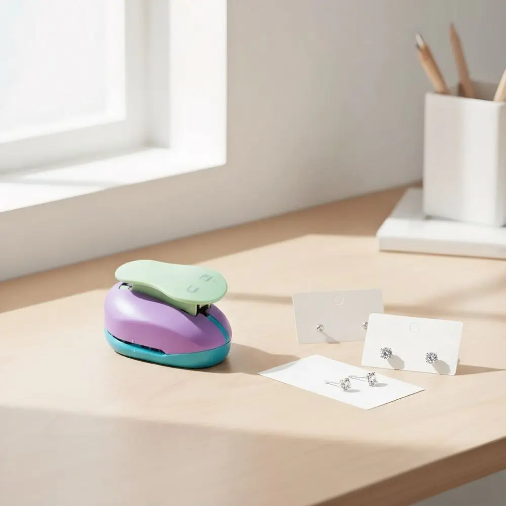 Random Color Earring Card Puncher DIY Projects Labor-saving Hole Punch Cutting Craft Durable Necklace Display Card Punch