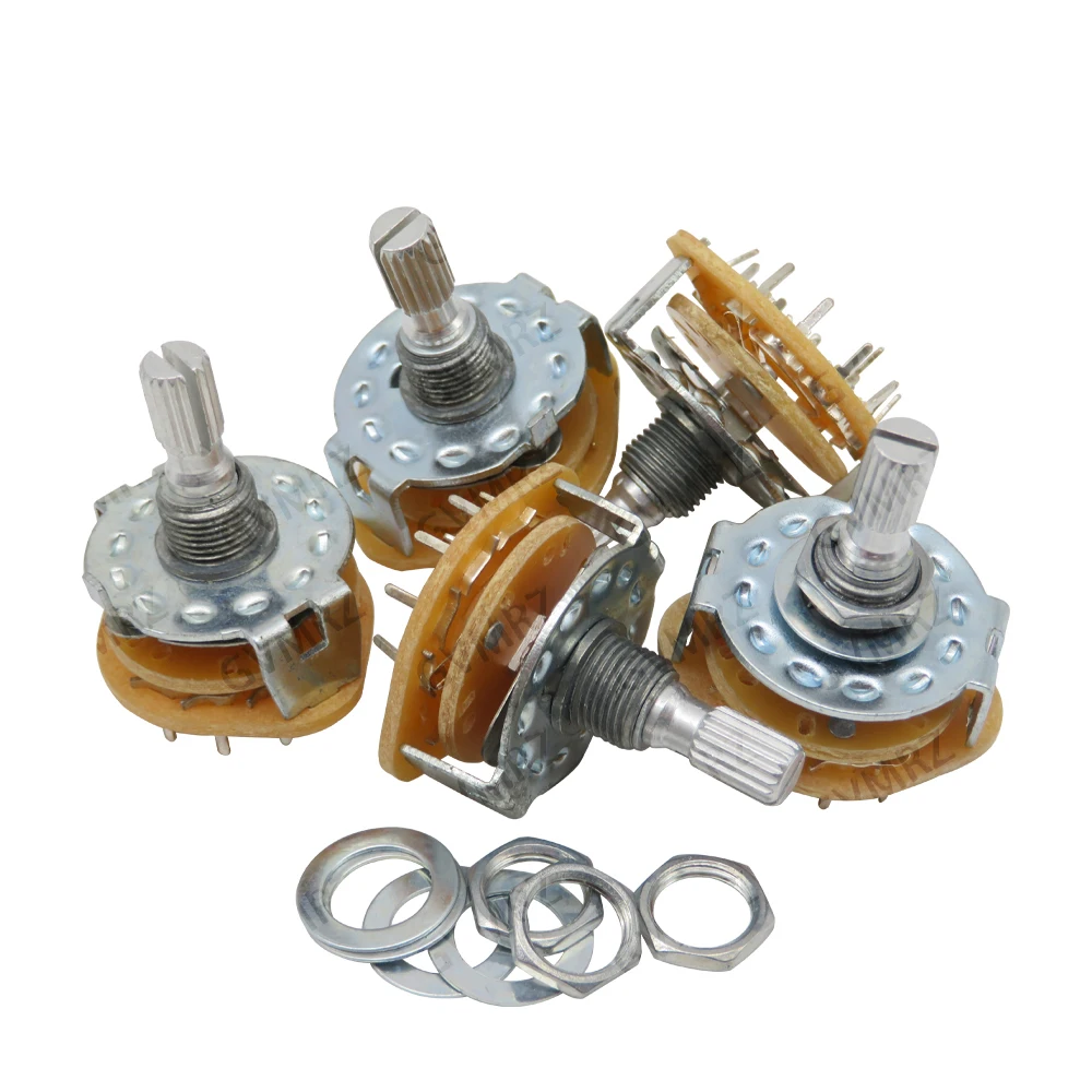 2P6T 3P3T RS25 Rotary Band Switch 1P11T 4P3T with Mounting Screw & Washer 3P4T 2P4T 2P5T