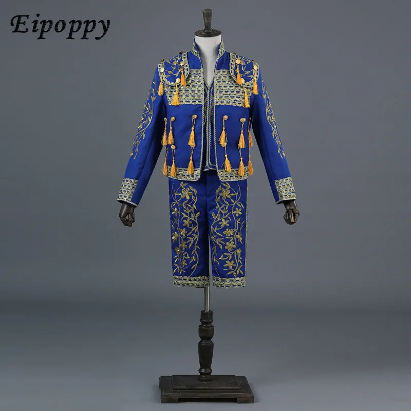 ชุดมาทาดอร์สเปนสำหรับผู้ชายชุดสามชิ้นสำหรับแสดงบนเวทีแนวยุโรป