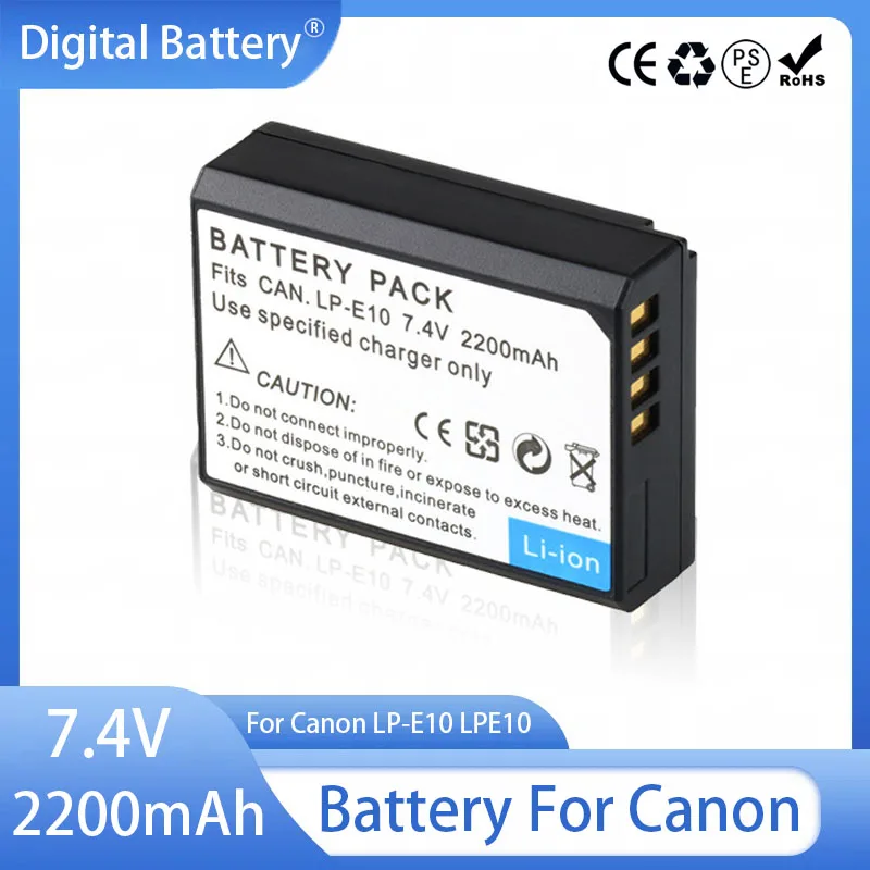 LP-E10 Battery 2200mAh LPE10 LP E10 Rechargeable Batteries for Canon EOS 1100D 1300D 4000D Rebel T3 T5 T6 KISS X50 X70 Camera