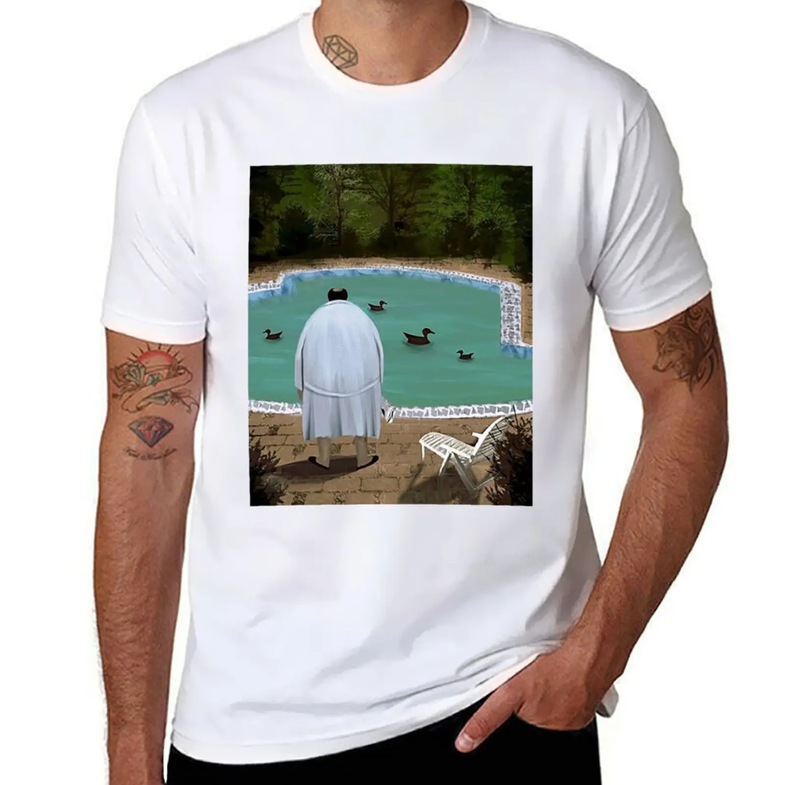 

Him, with those ducks..poster T-Shirt man t shirt heavy cotton man t shirt luxury T-Shirt